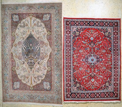 Image 2 Lots Lahor, Pakistan, Mitte 20.Jhd, Wolleauf Baumwolle, ca. 225 x 140 cm & ca. 180 x ...