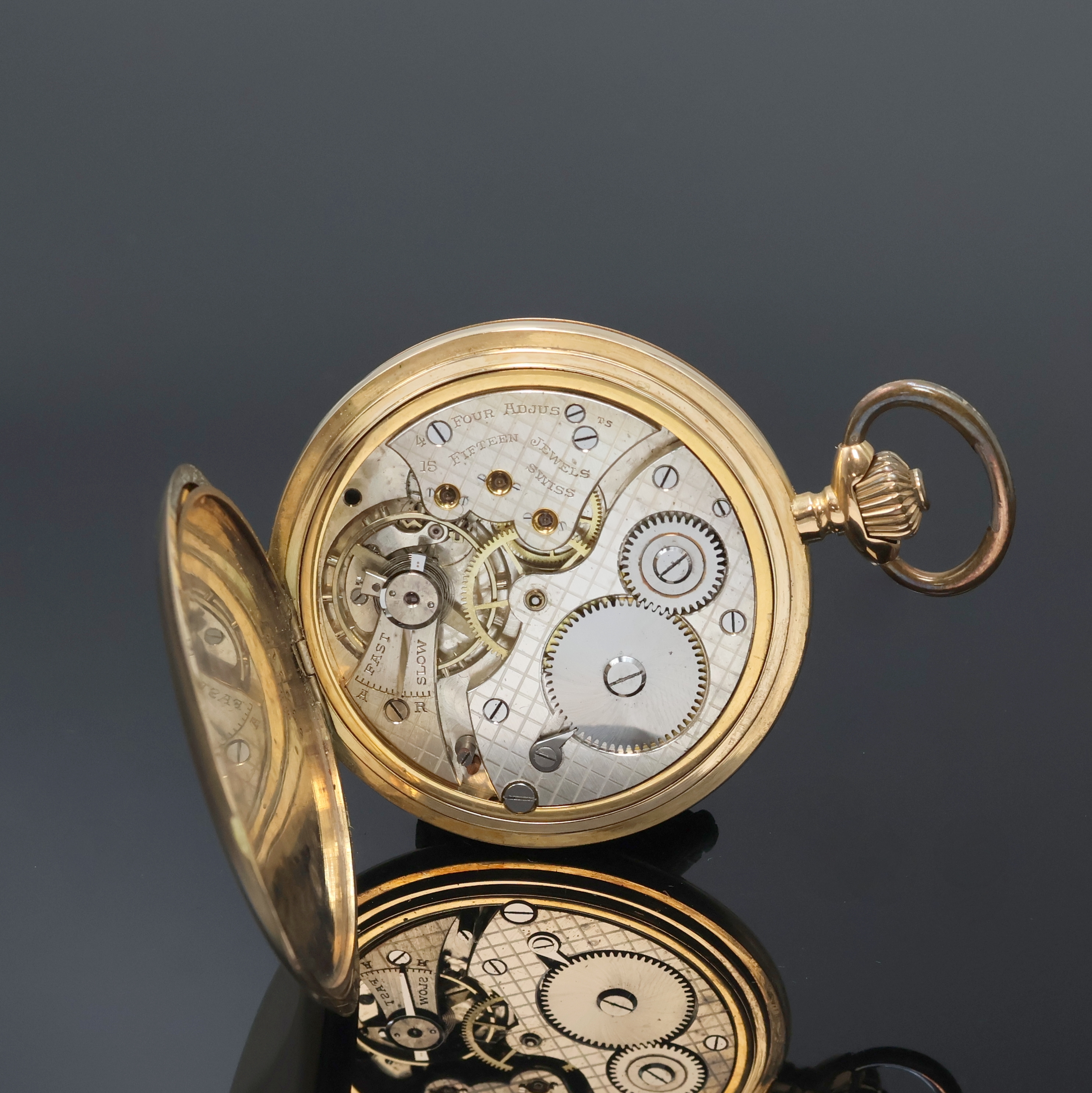 Detail f: MOVADO Herrensavonette in RoseG 585/000, Schweiz um 1920, glattes Geh. dell., Metallcuvette, Emailzifferbl. riss., röm. Zahlen, gold. Zeiger, kl. ...