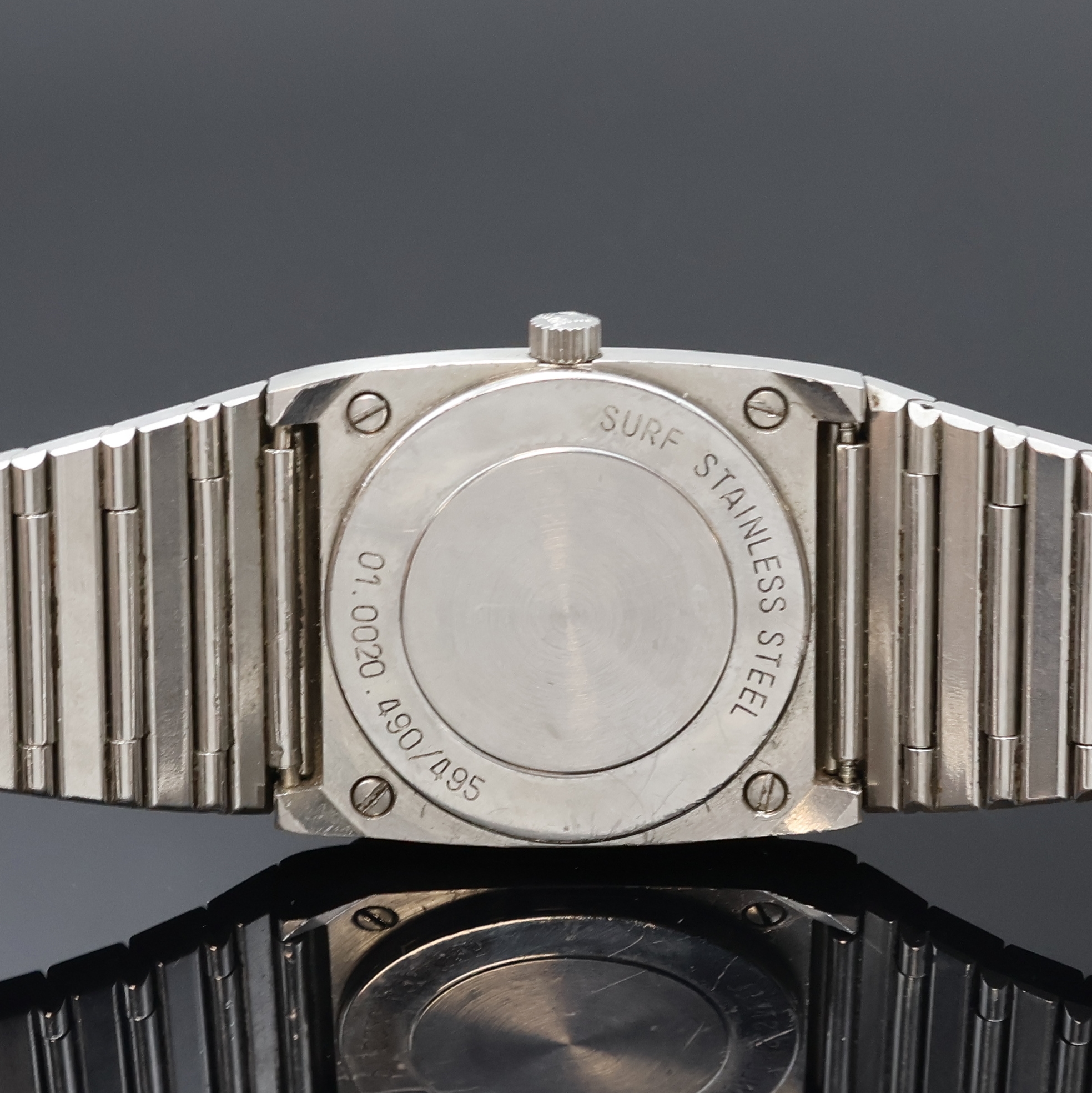 Detail c: ZENITH Port Royal Herrenarmbanduhr Referenz 01.0020.490/495, Schweiz um 1980, Automatik, Edelstahlgeh. inkl. neutr. Gliederband m. Faltschl., Boden ...
