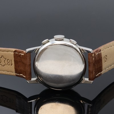 27061993c - GLYCINE Armbandchronograph mit Schaltrad in Stahl, Schweiz um 1940, Handaufzug, Boden u. ...
