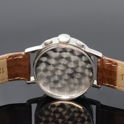 27061993e - GLYCINE Armbandchronograph mit Schaltrad in Stahl, Schweiz um 1940, Handaufzug, Boden u. ...