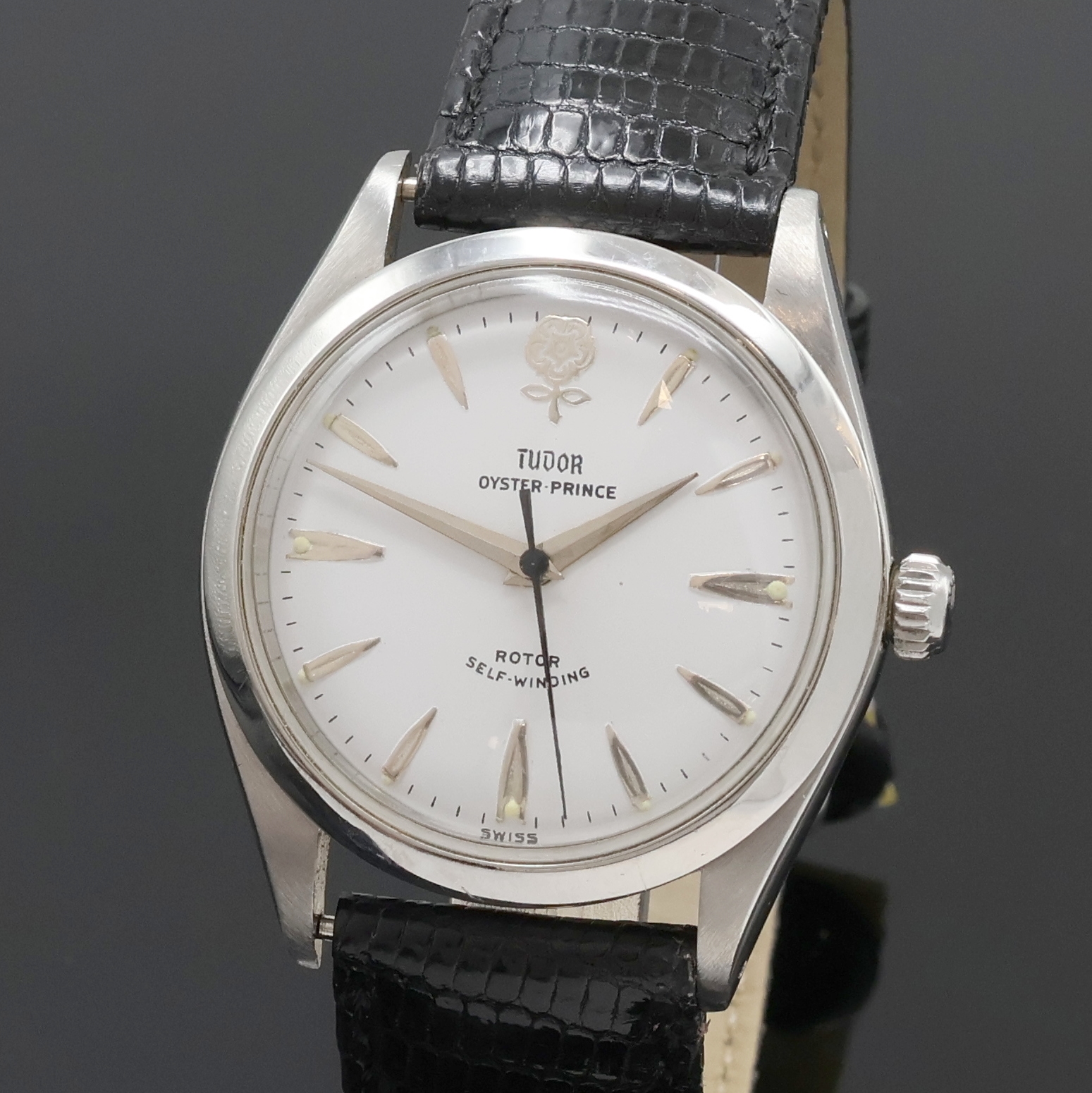 Detail a: TUDOR Oyster Prince Armbanduhr in Stahl Referenz 7965, Schweiz um 1965, Automatik, Boden u. Krone verschr., weißes Rose- Zifferbl. rest., silb. ...