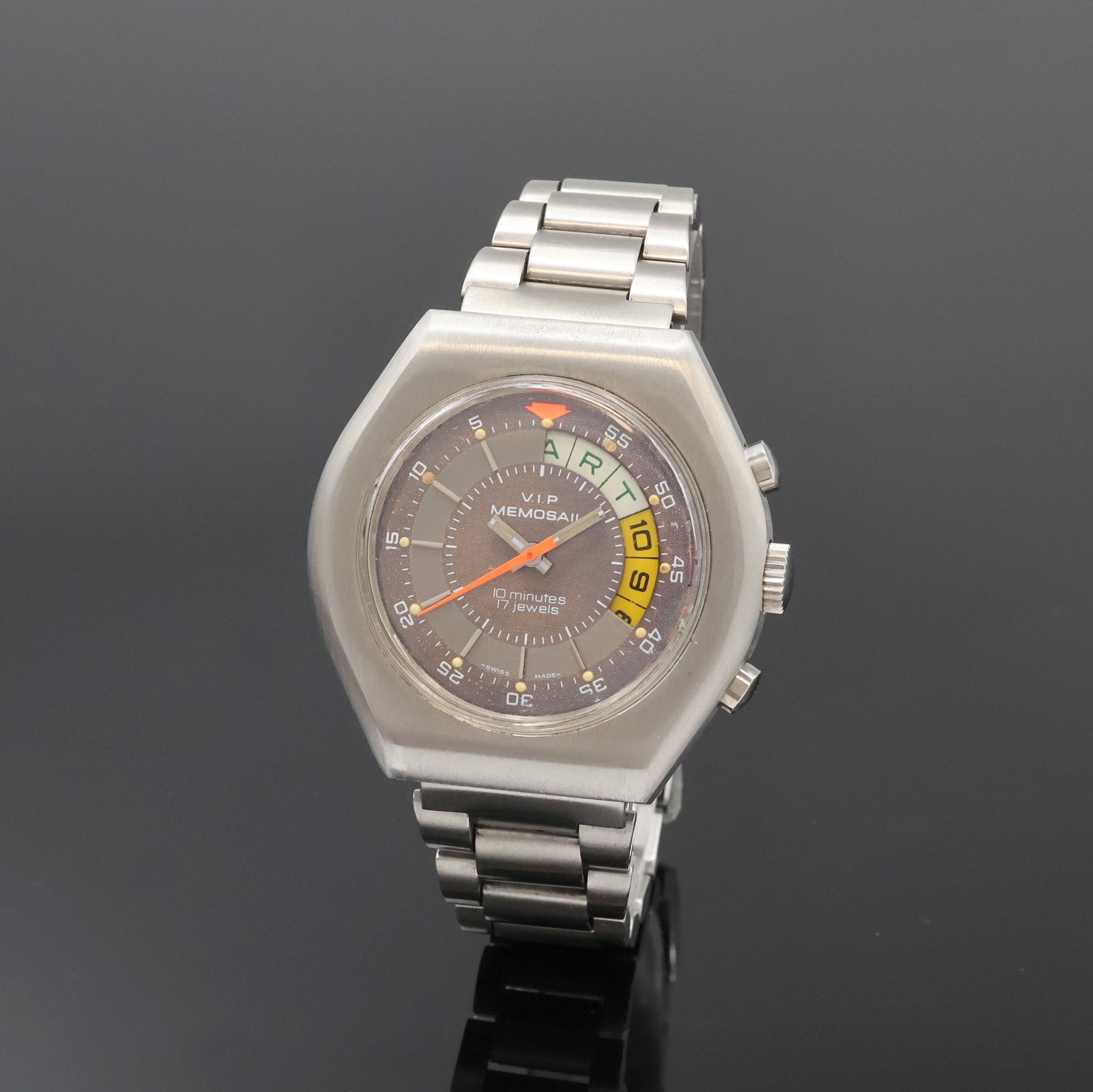 Image 27062087 - VIP MEMOSAIL Regatta-Chronograph in Stahl, Schweiz um 1970, Handaufzug, massives ...