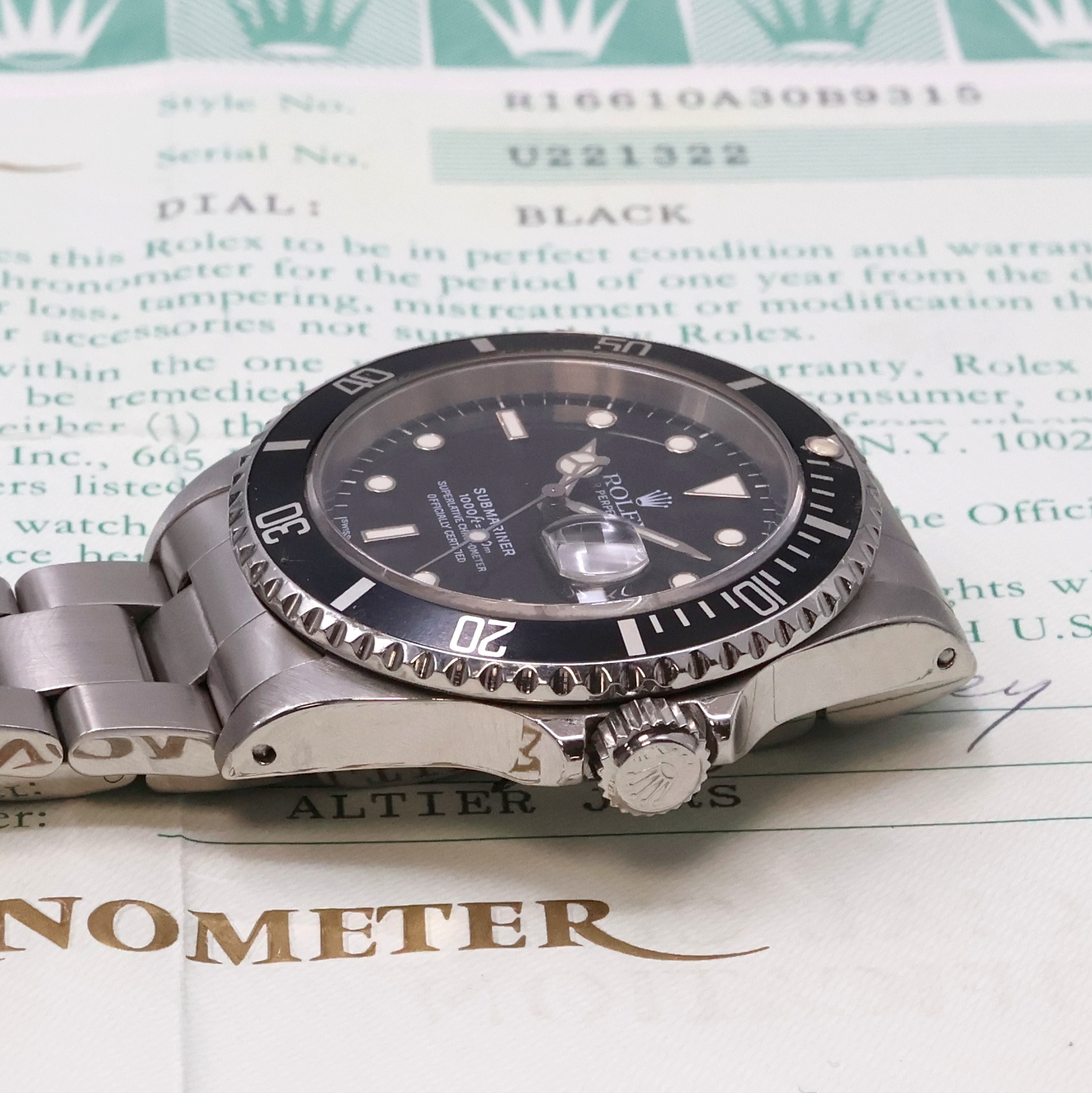 Detail c: ROLEX Oyster Perpetual Date Submariner Referenz 16610, Schweiz verk. lt. beil. Zertifikat 04/1998, Automatik, Chronometer der Superlative in ...