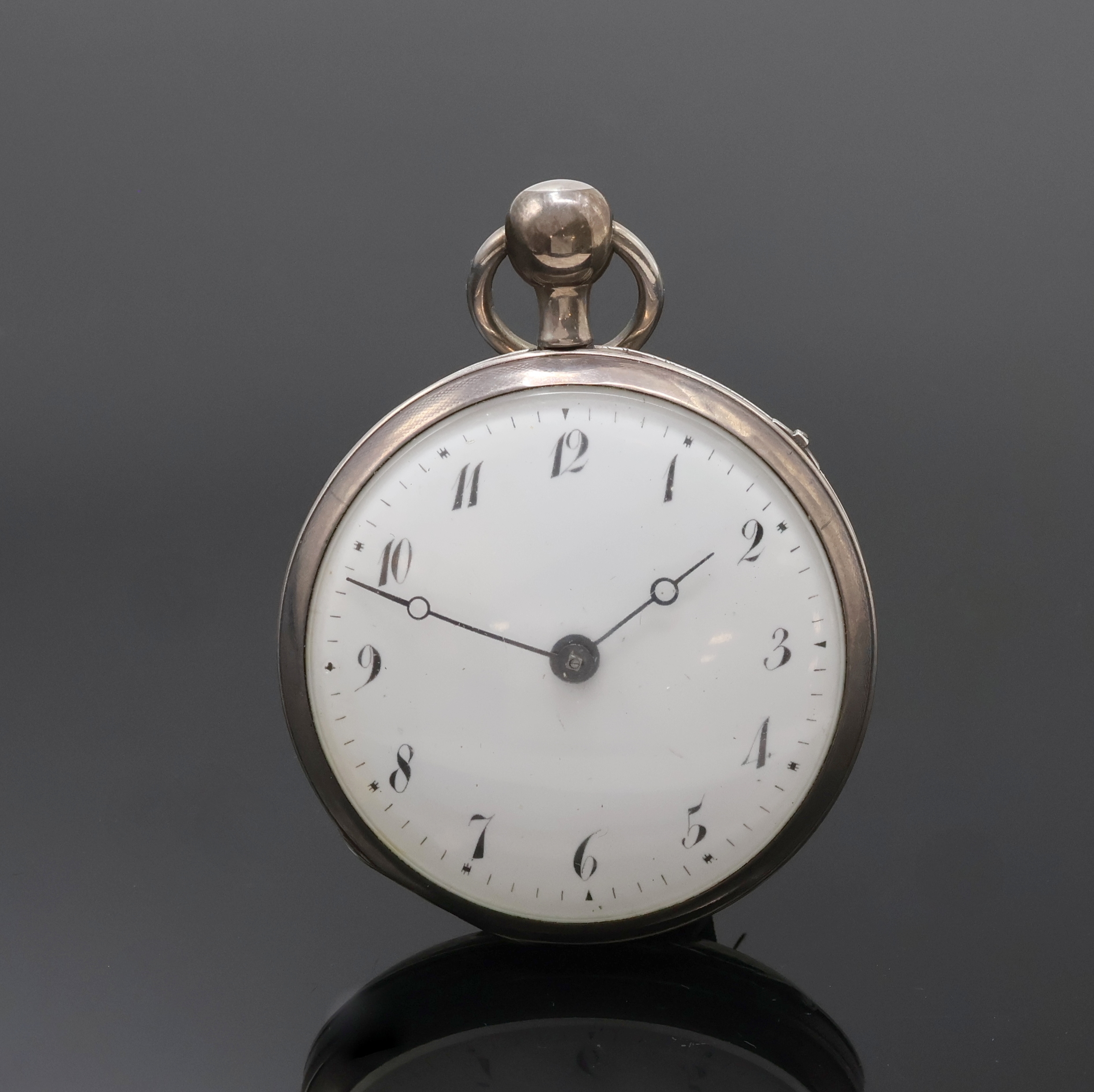 Image 27062092 - Offene Spindeltaschenuhr mit 1/4 Std.- Repetition in Silber, Schweiz um 1830, guill. ...