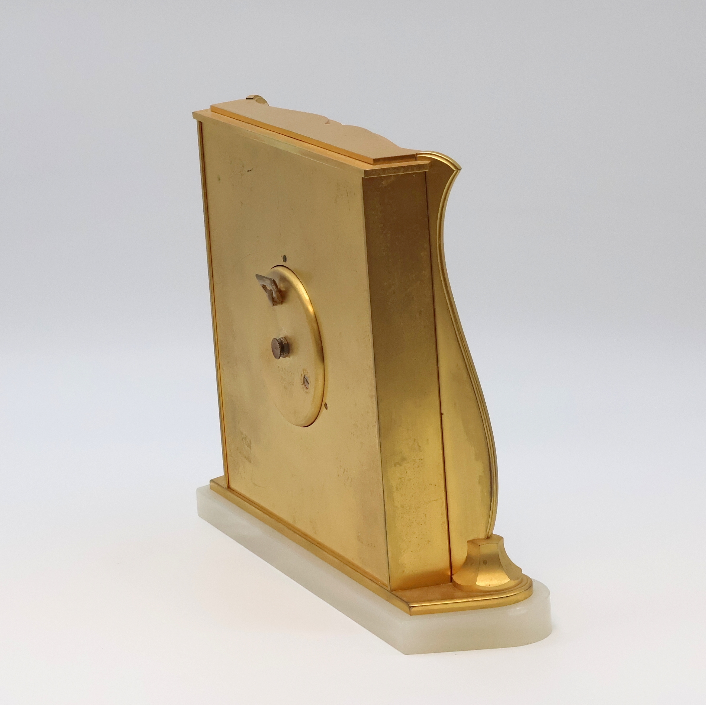 Detail b: IMHOF 2 hochwertige, vergoldete 8 Tage Tischuhren, Schweiz 1950-1960, 1x Steinsockel, vers. Zifferblätter m. gold. Std.-Ind. u. Zahlen, gold. ...