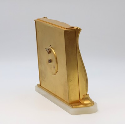 27062094b - IMHOF 2 hochwertige, vergoldete 8 Tage Tischuhren, Schweiz 1950-1960, 1x Steinsockel, ...