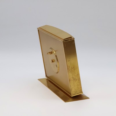 27062094f - IMHOF 2 hochwertige, vergoldete 8 Tage Tischuhren, Schweiz 1950-1960, 1x Steinsockel, ...