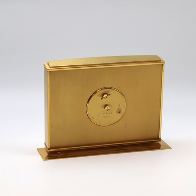 27062094g - IMHOF 2 hochwertige, vergoldete 8 Tage Tischuhren, Schweiz 1950-1960, 1x Steinsockel, ...