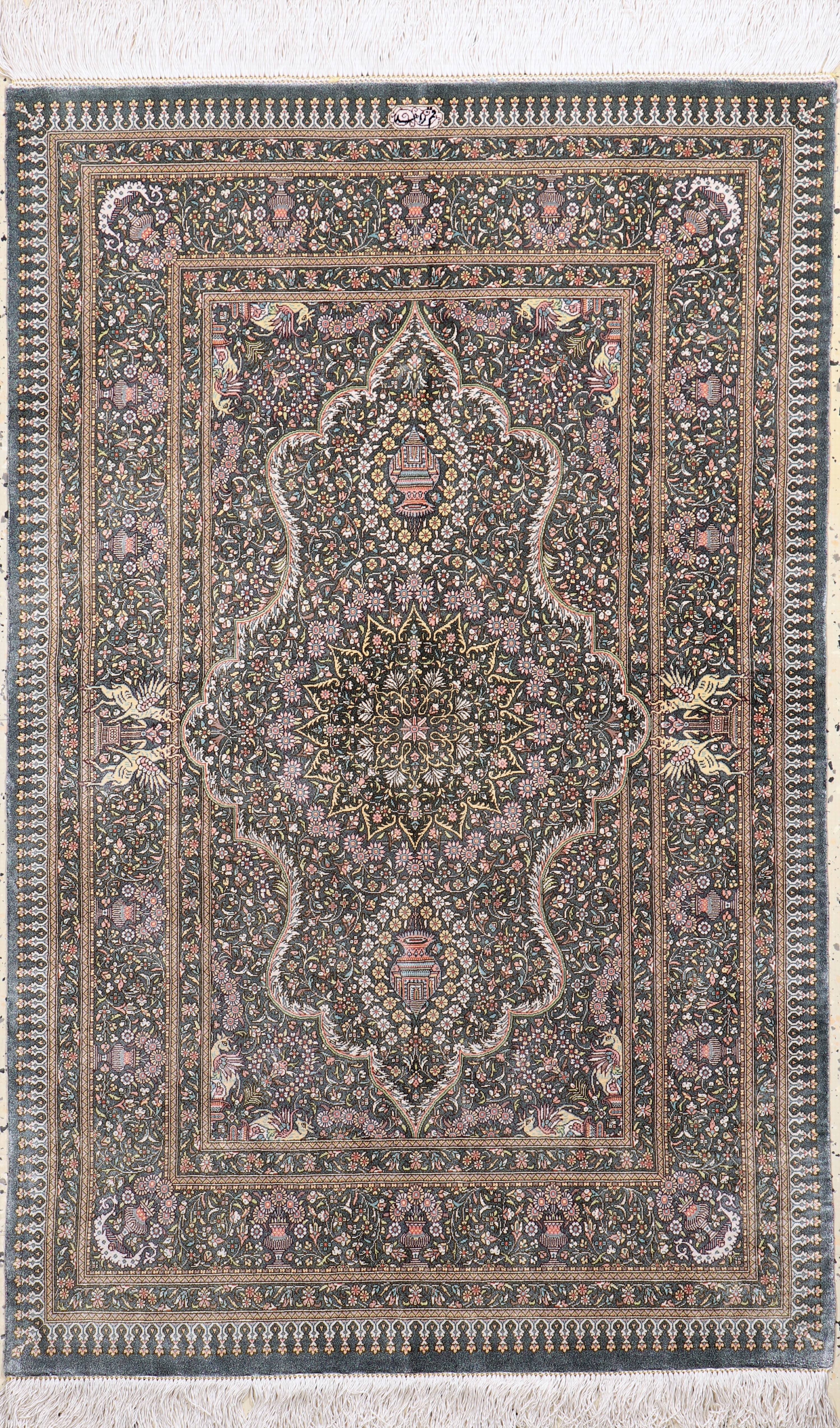 Image 27062104 - Ghom Seide fein Persien, signiert´Zahed´, Ende 20.Jhd, reine Naturseide, ca. 124 x 79 ...