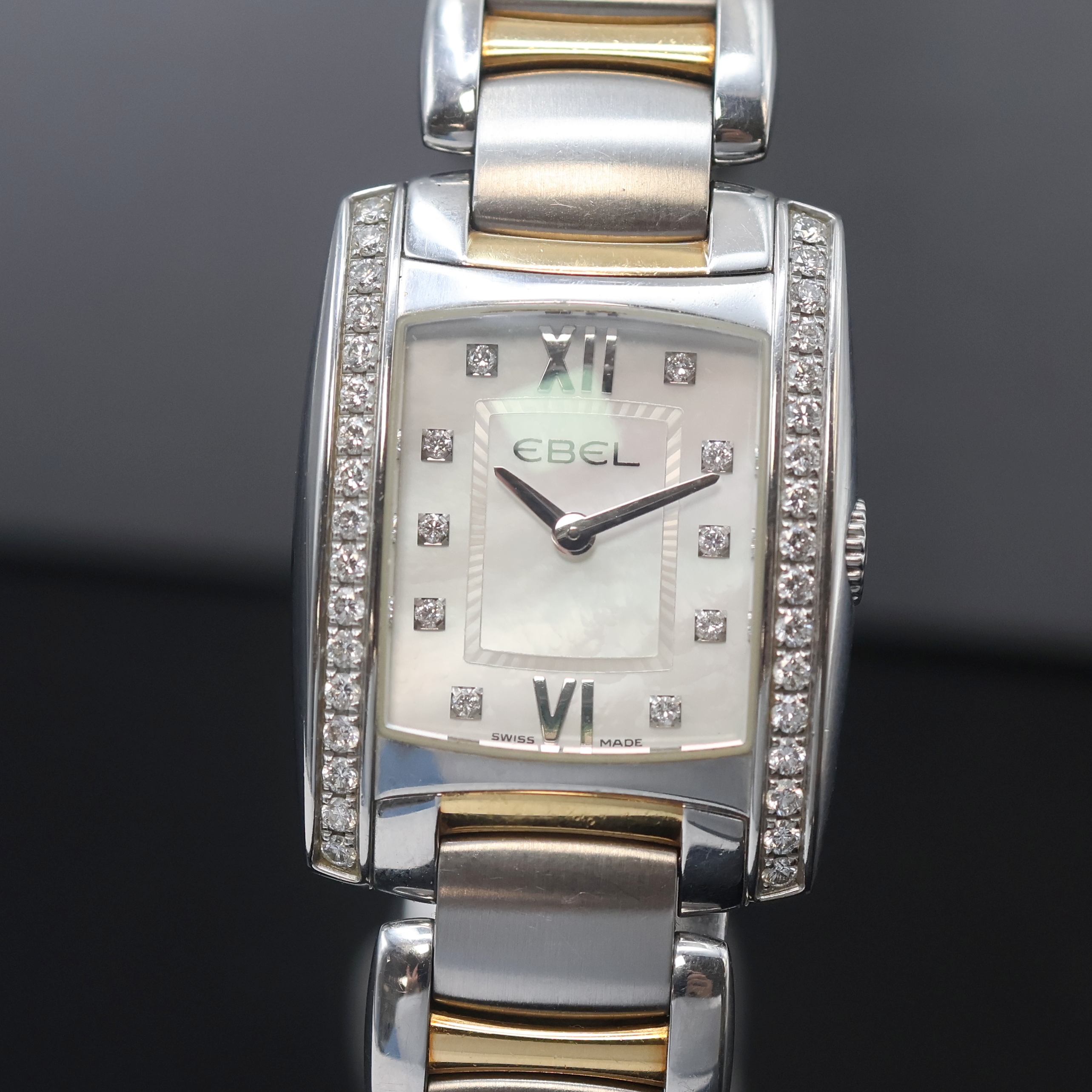 Detail a: EBEL Brasilia Damenarmbanduhr mit Diamanten Referenz 9976M2S, quarz, Edelstahlgeh. inkl. z. T. verg. Gliederband m. dopp. Faltschl., Boden 4-fach ...