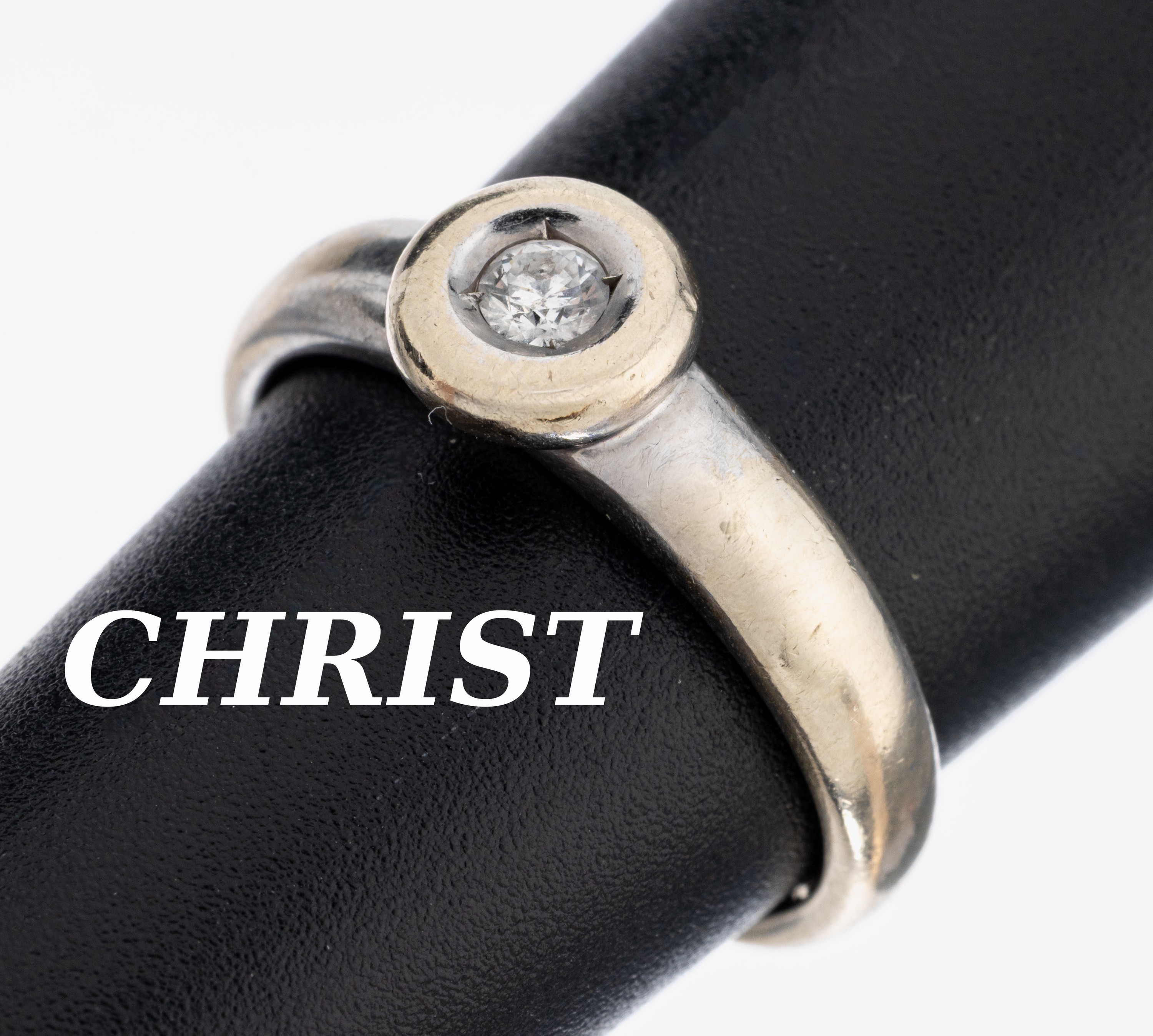 Image 27062116 - 14 kt Gold CHRIST Brillant-Ring, WG 585/000, Brillant in Zargenfassung ca. 0.10 ...