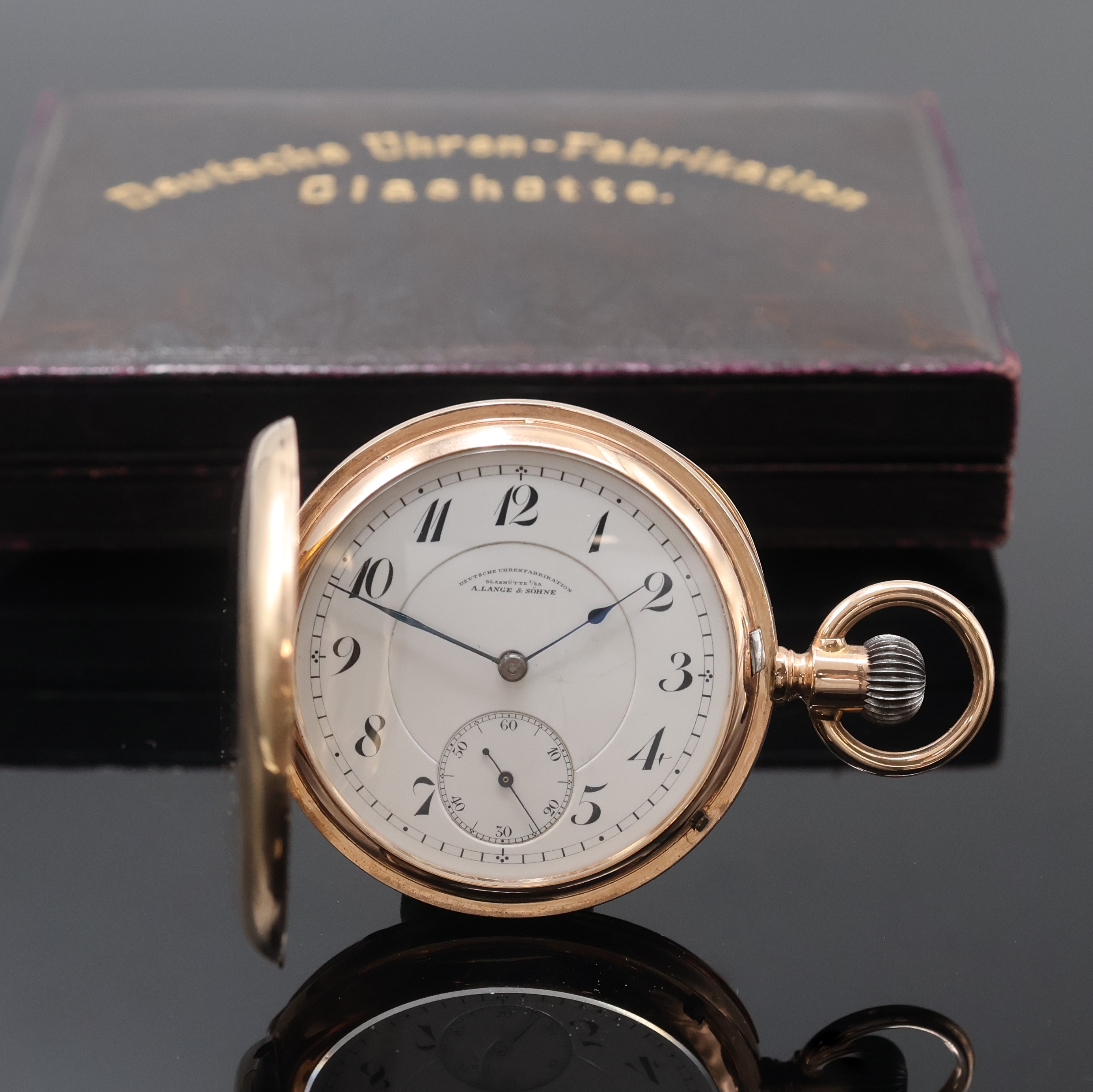 Image 27062186 - DEUTSCHE UHRENFABRIKATION A. LANGE & SÖHNE frühe Savonette Herrentaschenuhr in RG ...