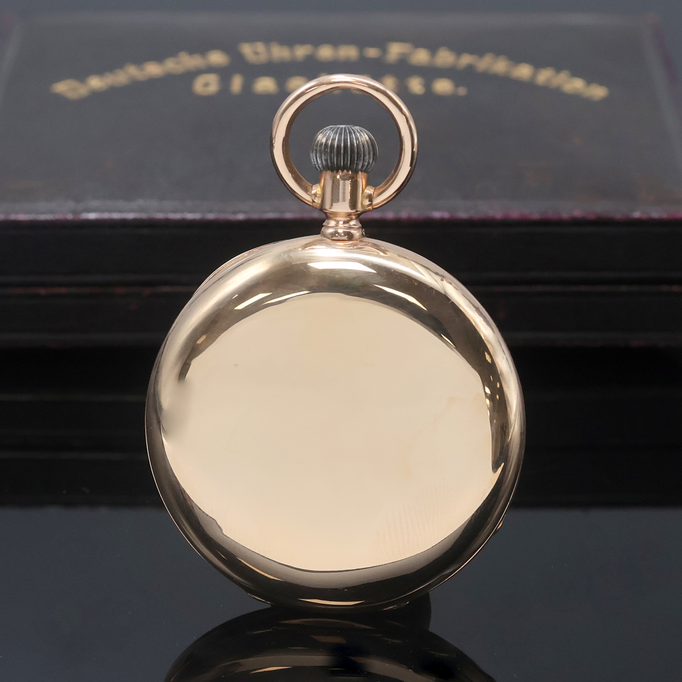 Detail b: DEUTSCHE UHRENFABRIKATION A. LANGE & SÖHNE frühe Savonette Herrentaschenuhr in RG 585/000, Werk- und Geh.-Nr. 23248, Deutschland laut Kopie des ...