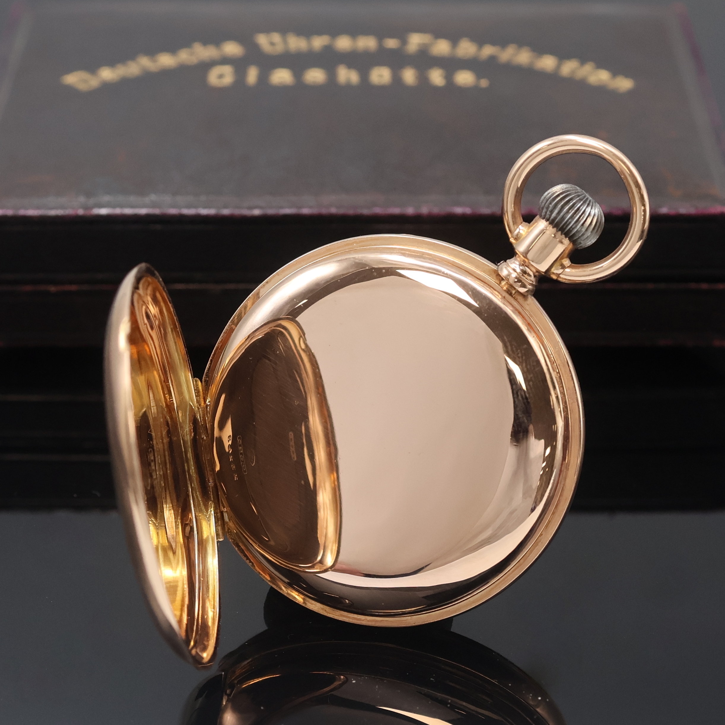 Detail d: DEUTSCHE UHRENFABRIKATION A. LANGE & SÖHNE frühe Savonette Herrentaschenuhr in RG 585/000, Werk- und Geh.-Nr. 23248, Deutschland laut Kopie des ...