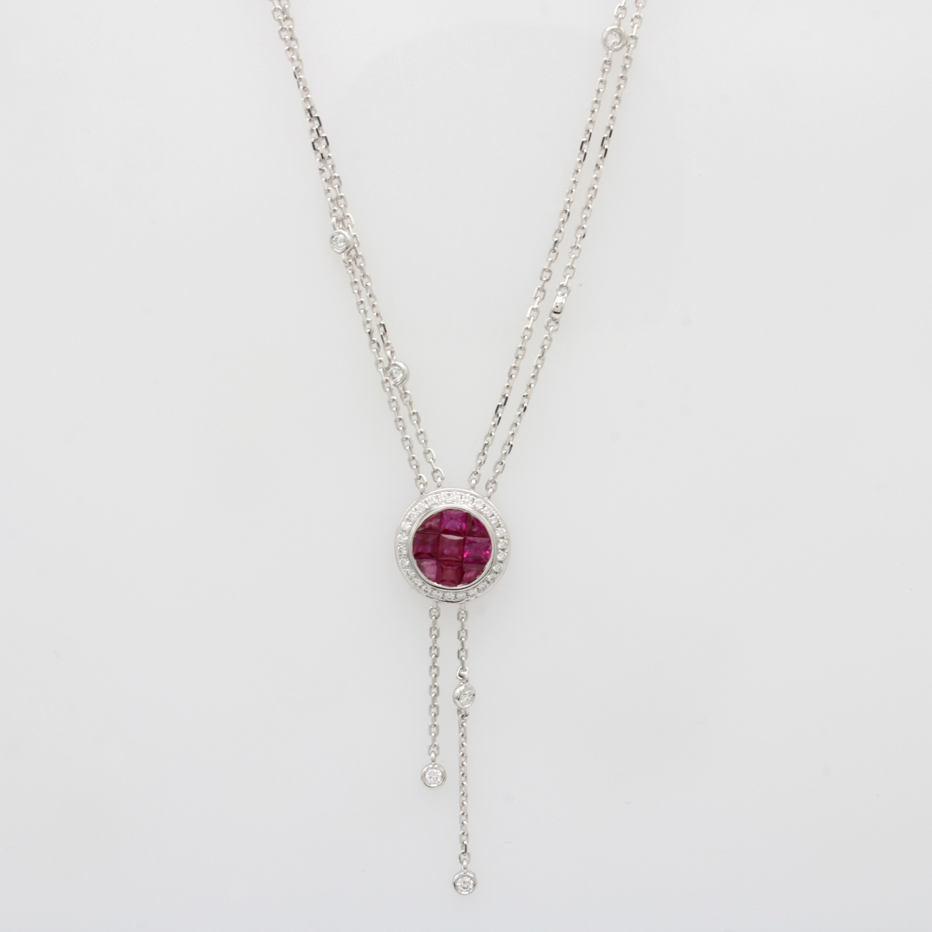 Image 27062196 - 2-reihiges Collier mit Rubinen und Brillanten , WG 750/000, 34 Brill. z.T. in Kette ...