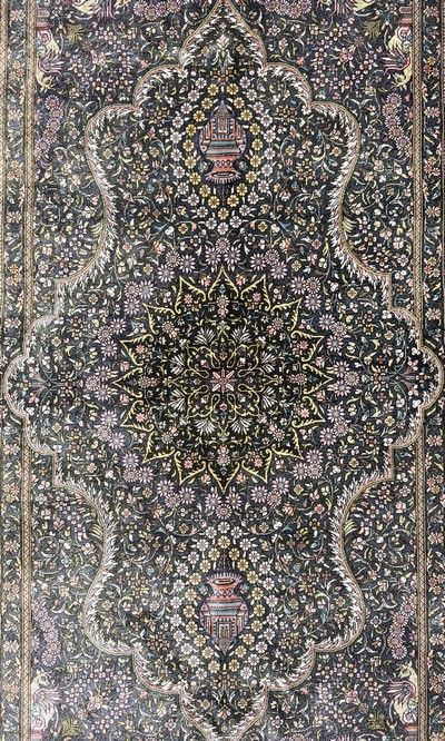 27062104d - Ghom Seide fein Persien, signiert´Zahed´, Ende 20.Jhd, reine Naturseide, ca. 124 x 79 ...