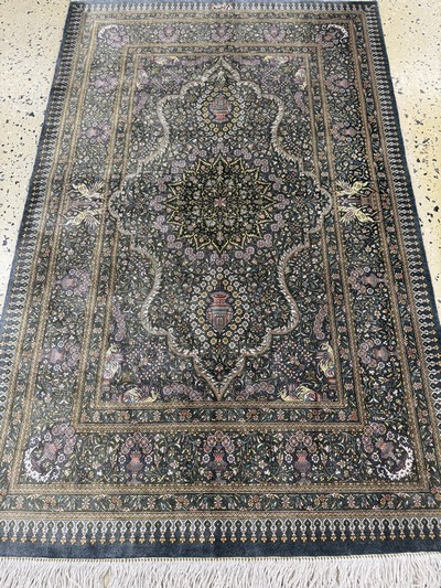 27062104e - Ghom Seide fein Persien, signiert´Zahed´, Ende 20.Jhd, reine Naturseide, ca. 124 x 79 ...