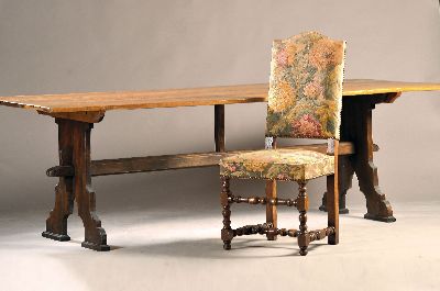 Image Refektoriumstisch, um 1880/90, mit 8 Stühlen in frühbarockem Stil, Tisch Nußbaum, ...