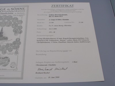 27062186h - DEUTSCHE UHRENFABRIKATION A. LANGE & SÖHNE frühe Savonette Herrentaschenuhr in RG ...