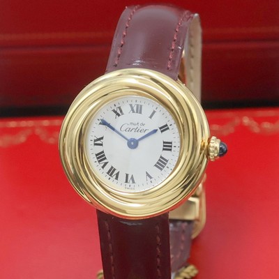 27062192a - CARTIER Trinity Vermeil Damenarmbanduhr Referenz 2735, quarz, verg. Sterlingsilbergeh. ...