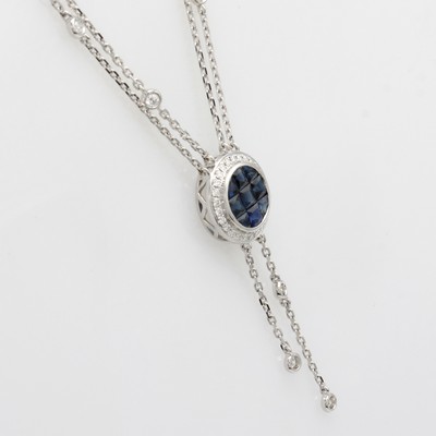 27062199a - 2-reihiges Collier mit Saphiren und Brillanten, WG 750/000, 34 Brill. z.T. in Kette ...