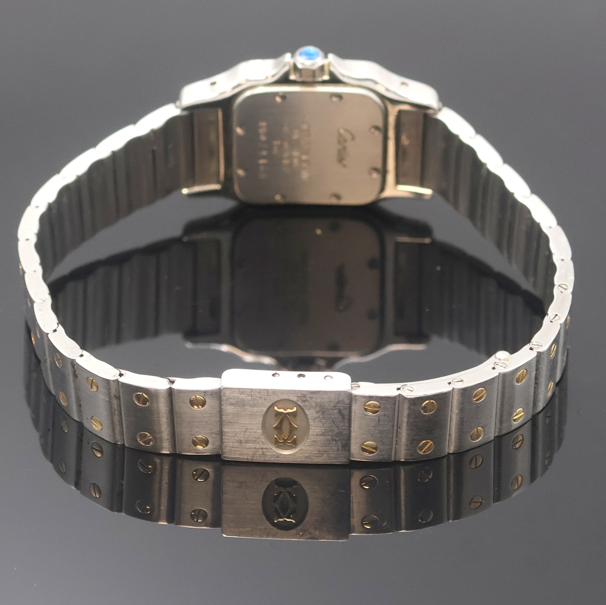 Detail b: CARTIER Damenarmbanduhr Santos Galbee Referenz 1567, Schweiz um 2000, quarz, Edelstahl/Gold kombiniert inkl. Gliederband m. Faltschl., Boden 8-fach ...