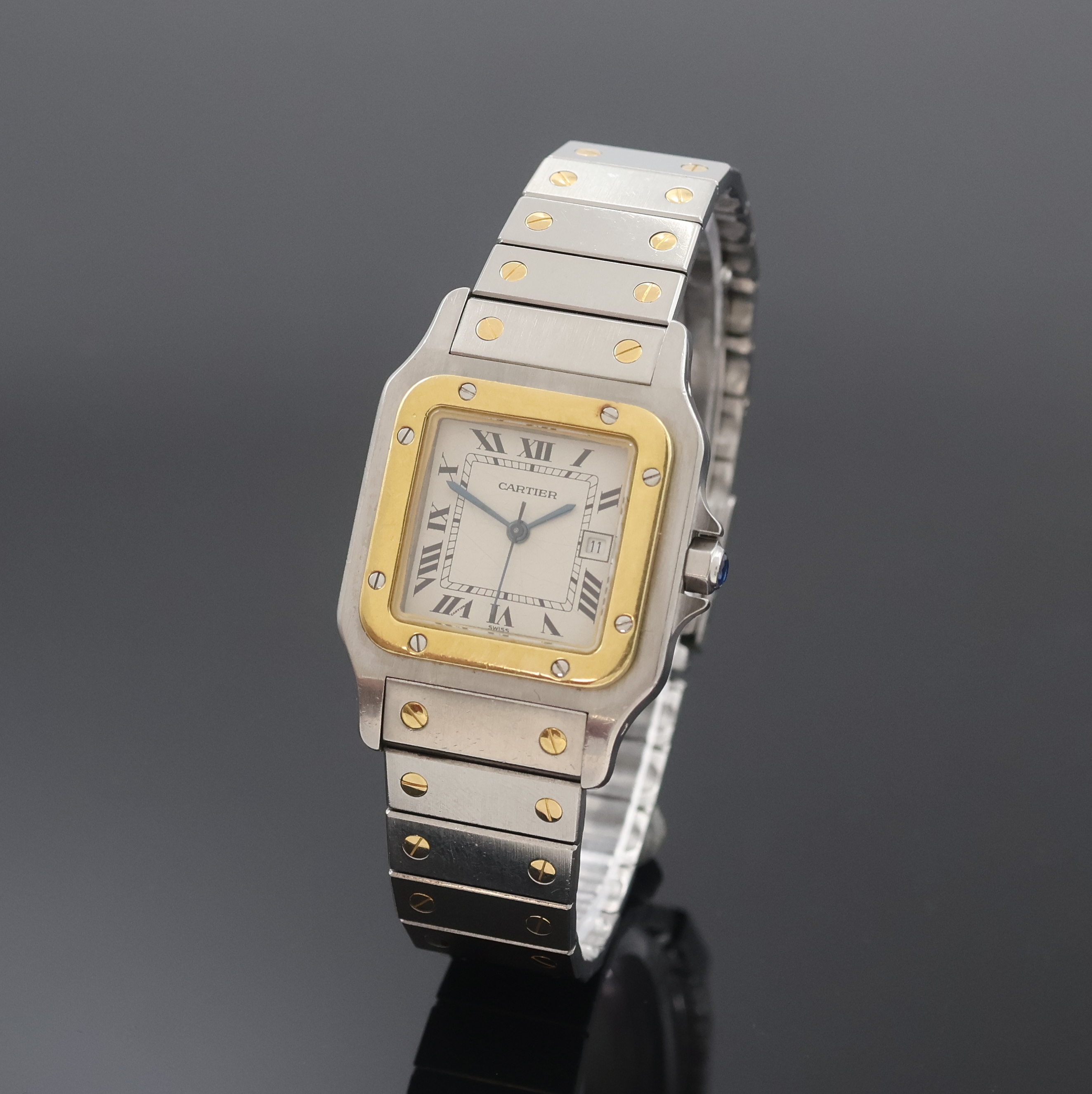 Image 27062332 - CARTIER Santos Herrenarmbanduhr in Stahl/Gold Referenz 1172961, Schweiz um 1990, ...