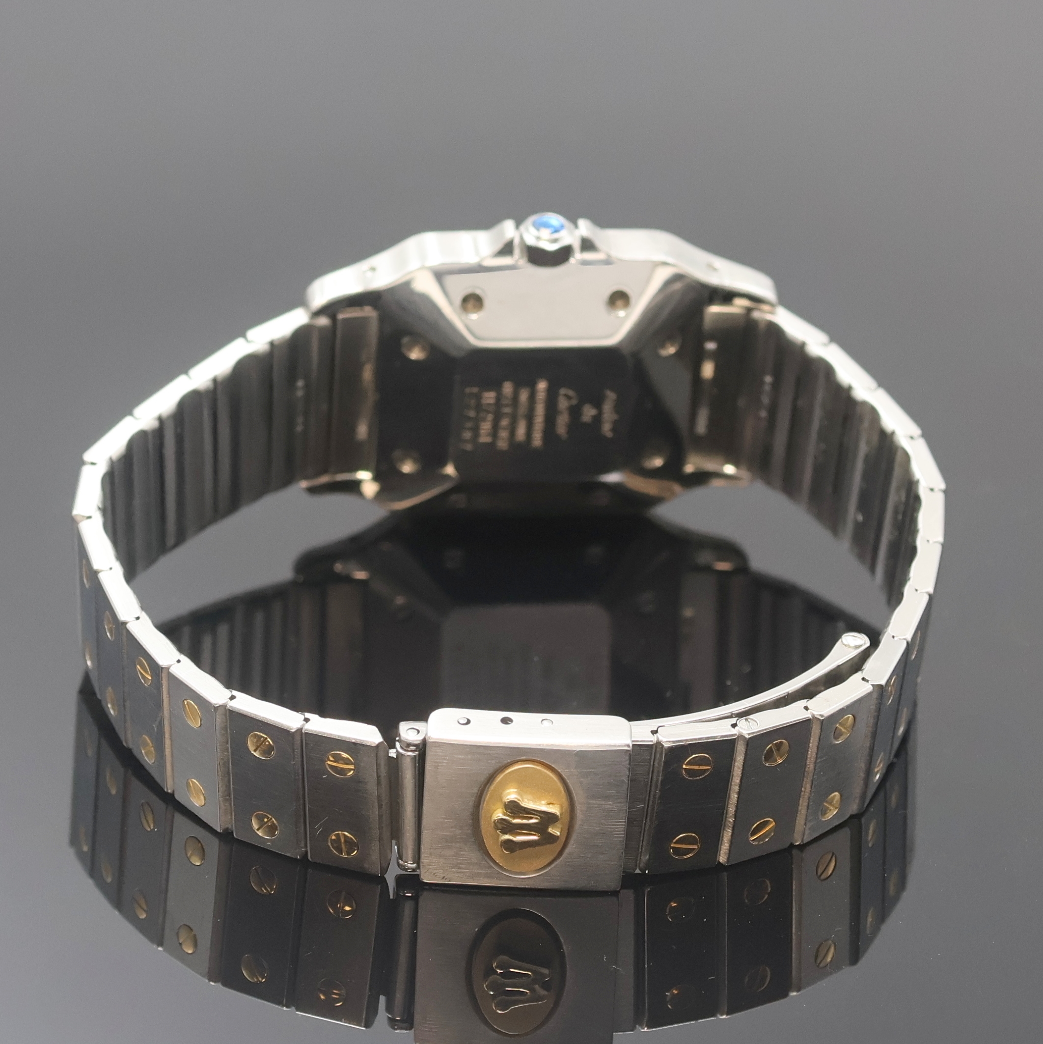 Detail b: CARTIER Santos Herrenarmbanduhr in Stahl/Gold Referenz 1172961, Schweiz um 1990, Automatik, Monocoque-Geh., Lünette 8-fach verschr., Gliederband m. ...