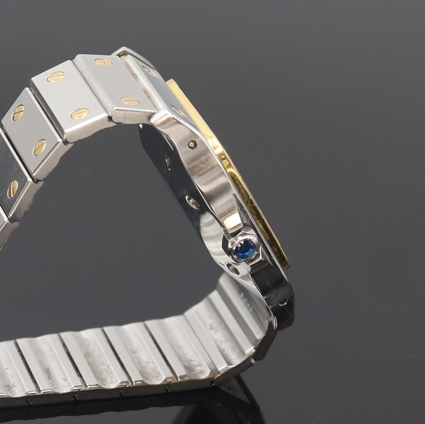 Detail c: CARTIER Santos Herrenarmbanduhr in Stahl/Gold Referenz 1172961, Schweiz um 1990, Automatik, Monocoque-Geh., Lünette 8-fach verschr., Gliederband m. ...