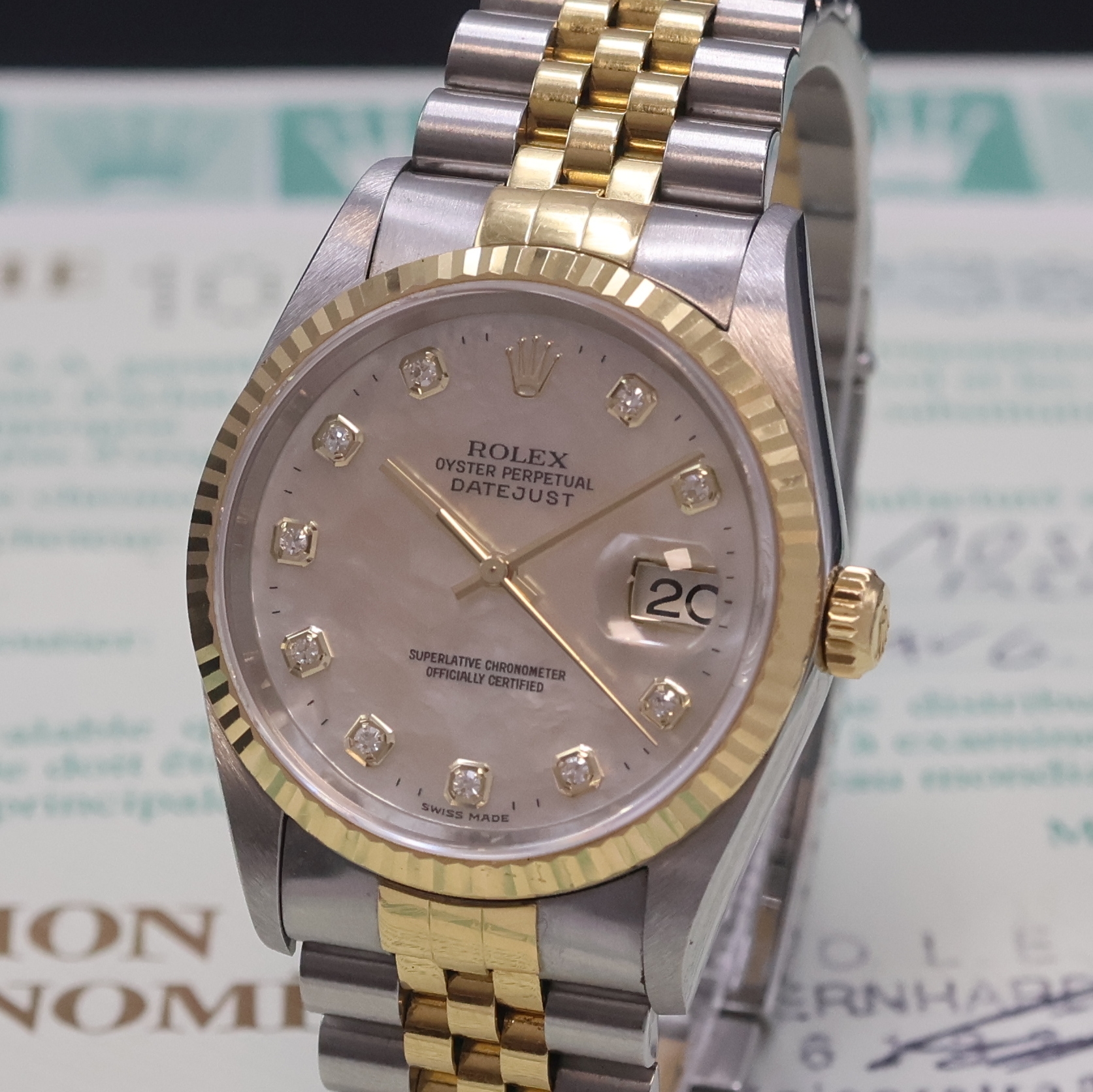 Detail a: ROLEX Herrenarmbanduhr Oyster Perpetual Datejust Referenz 16233, Automatik, P-Serie, Chronometer der Superlative in Edelstahl/Gold kombiniert inkl. ...