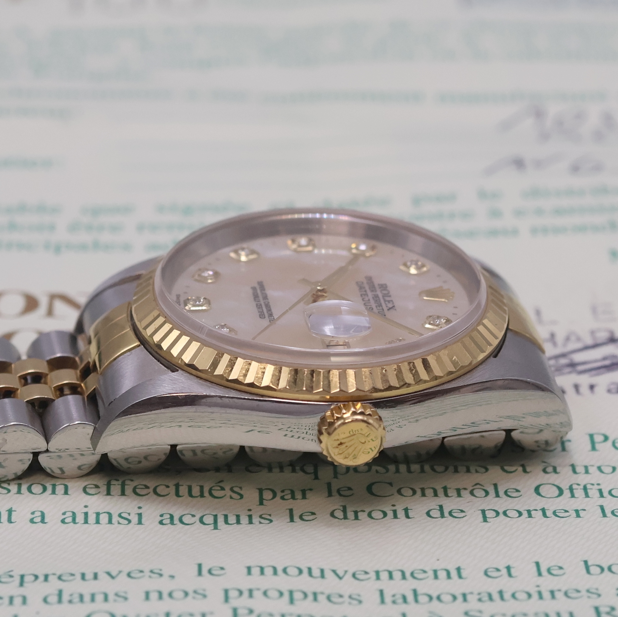 Detail d: ROLEX Herrenarmbanduhr Oyster Perpetual Datejust Referenz 16233, Automatik, P-Serie, Chronometer der Superlative in Edelstahl/Gold kombiniert inkl. ...
