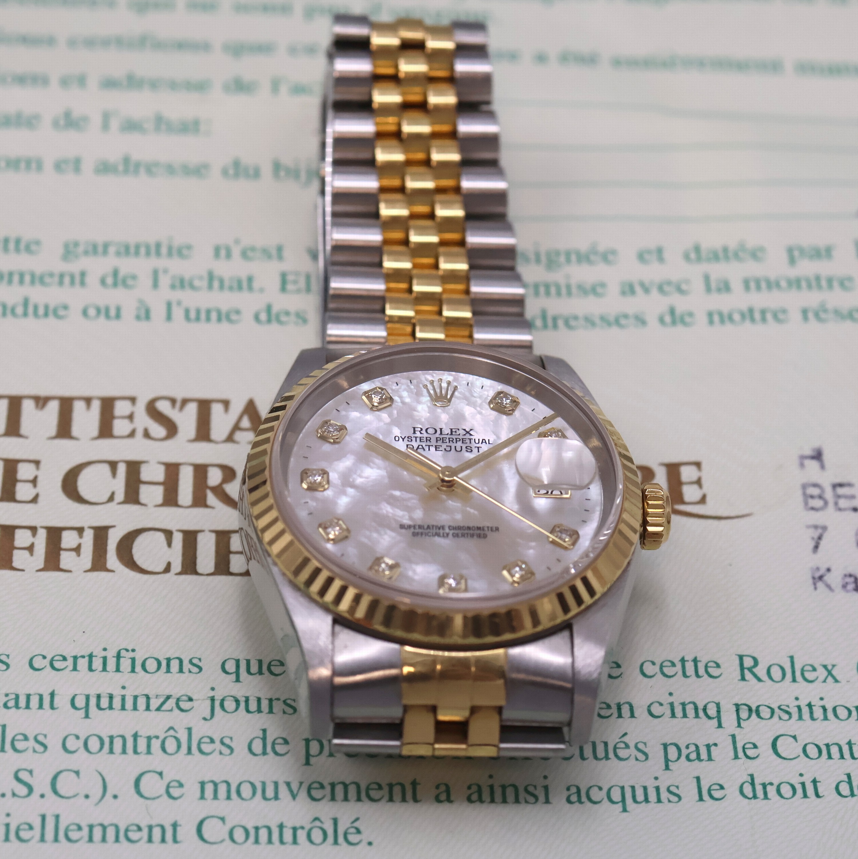 Detail f: ROLEX Herrenarmbanduhr Oyster Perpetual Datejust Referenz 16233, Automatik, P-Serie, Chronometer der Superlative in Edelstahl/Gold kombiniert inkl. ...