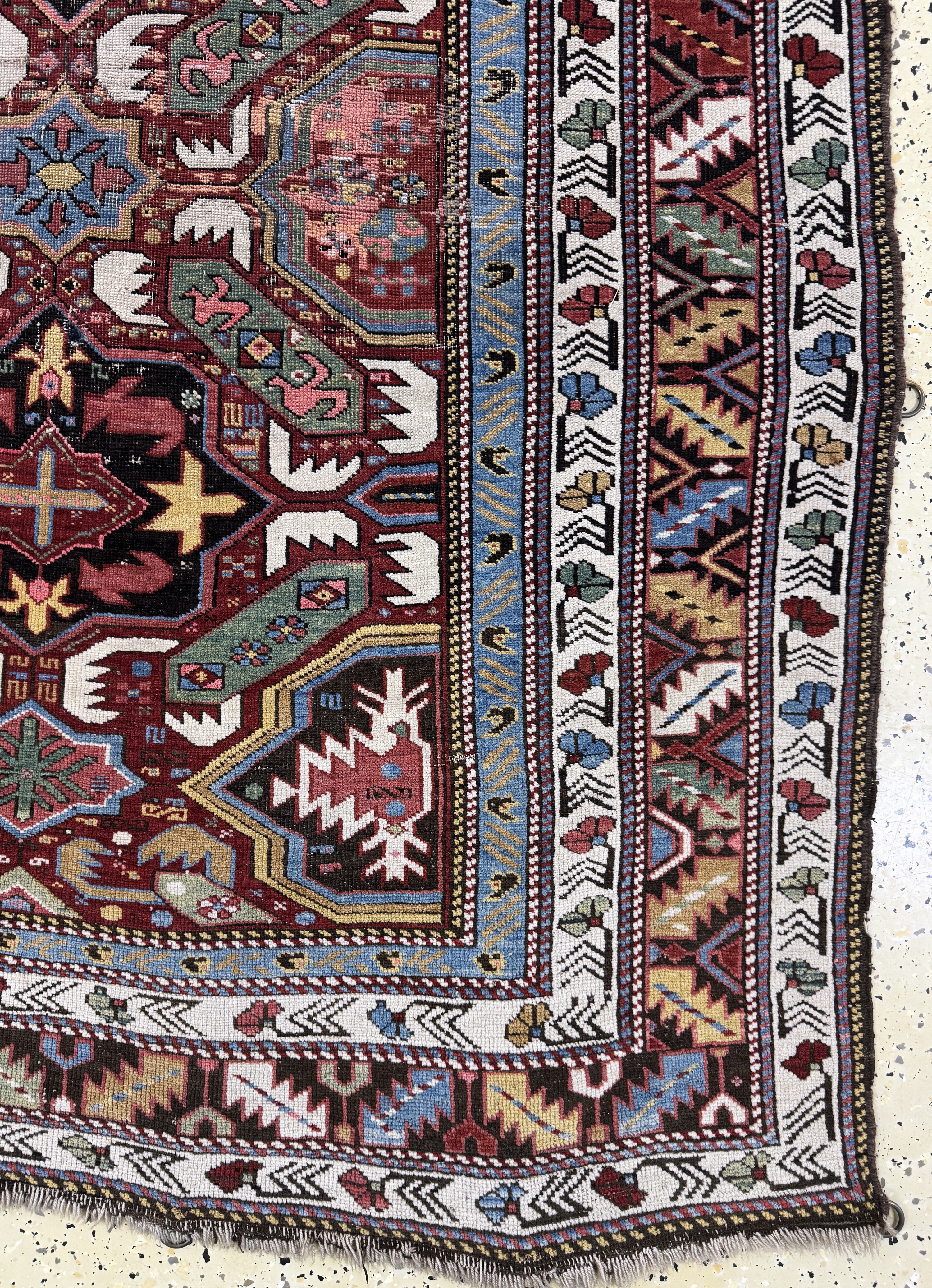 Detail a: Kazak antik, Kaukasus, 19.Jhd, Wolle auf Wolle, ca. 220 x 130 cm, EHZ: 3