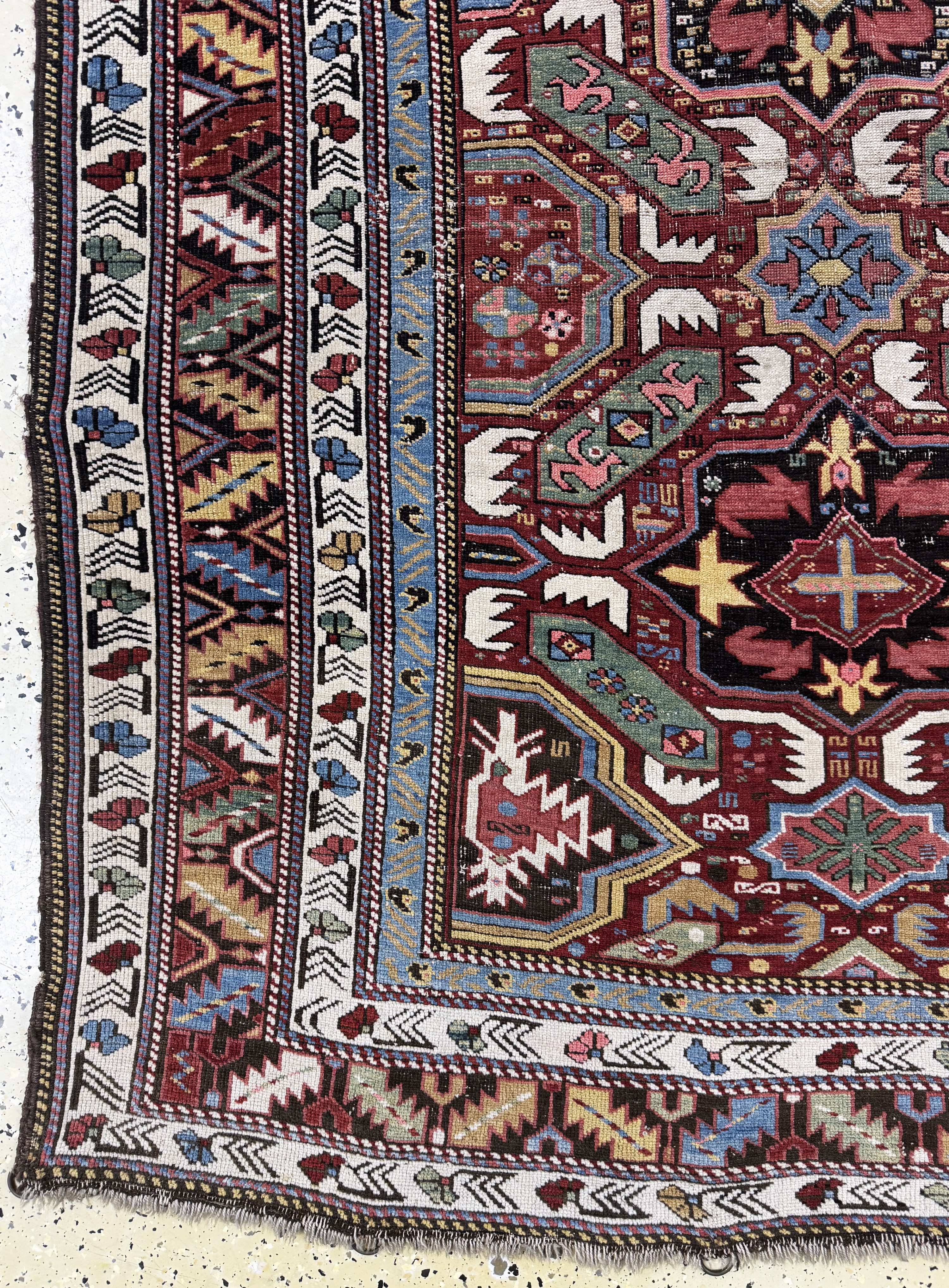 Detail b: Kazak antik, Kaukasus, 19.Jhd, Wolle auf Wolle, ca. 220 x 130 cm, EHZ: 3
