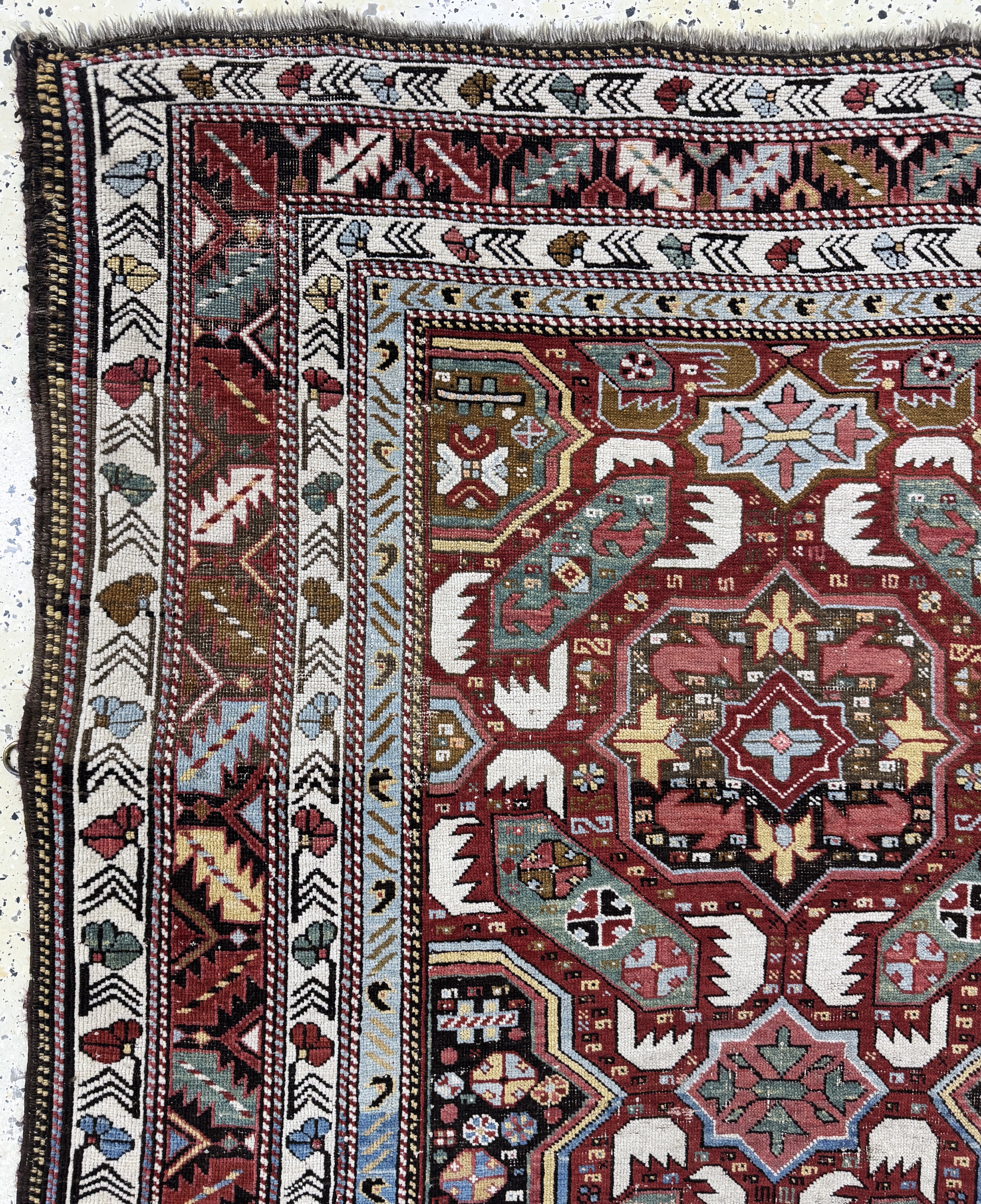 Detail c: Kazak antik, Kaukasus, 19.Jhd, Wolle auf Wolle, ca. 220 x 130 cm, EHZ: 3