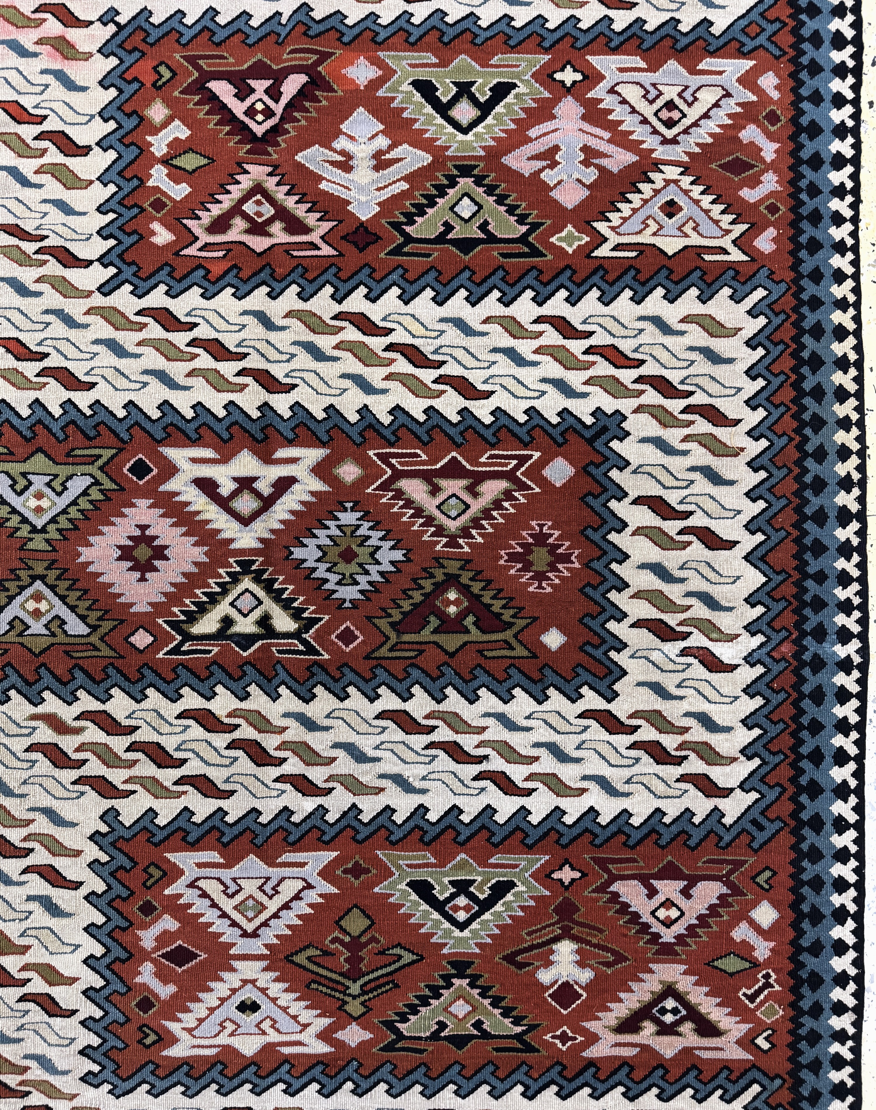 Detail d: Sumakh alt, Kaukasus, Anfang 20.Jhd, Wolle auf Wolle, ca. 280 x 205 cm, verfärbt, EHZ: 2
