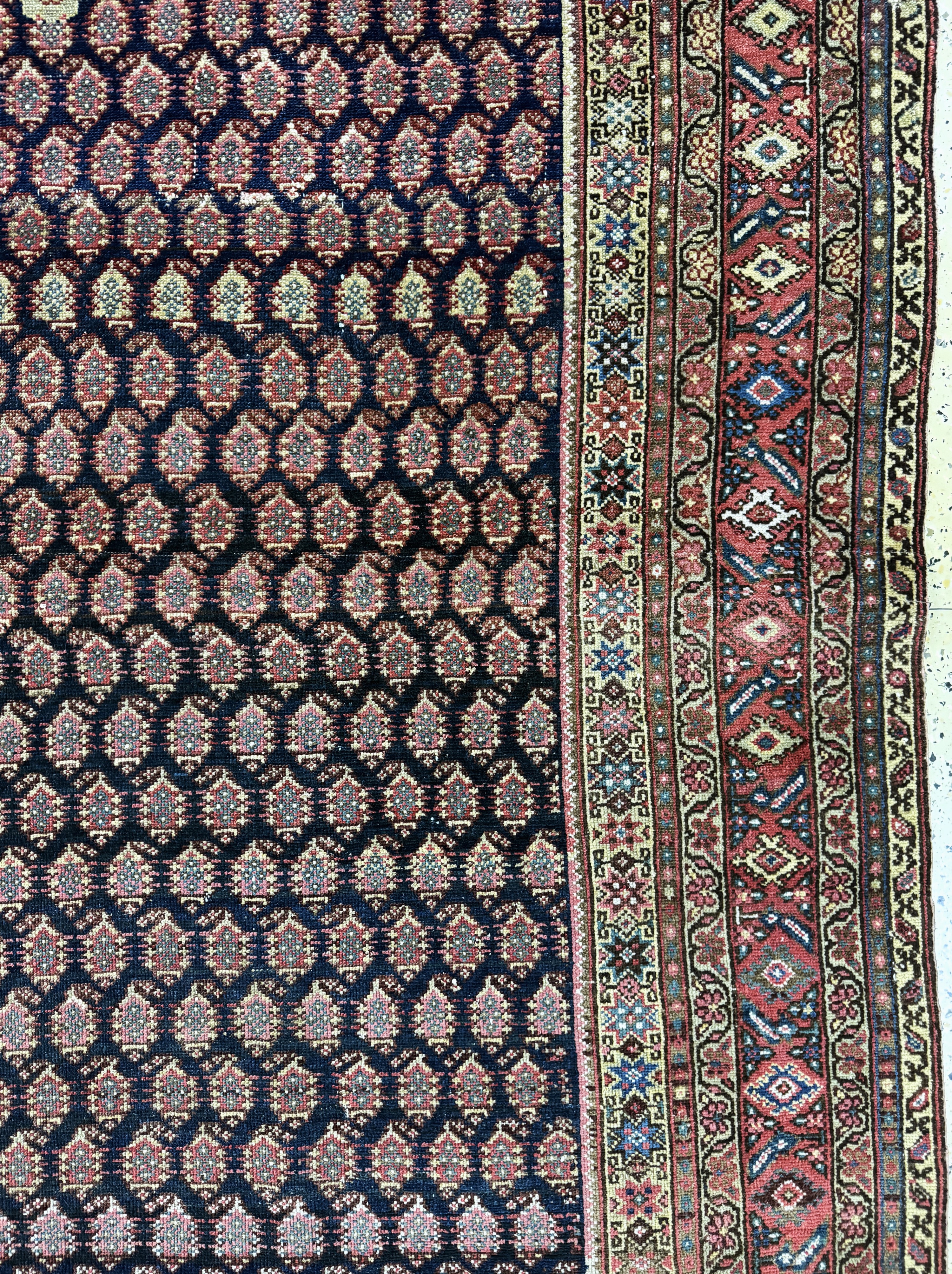Detail d: Malayer Kelley antik, Persien, 19.Jhd, Wolle auf Baumwolle, ca. 400 x 180 cm, EHZ: 3