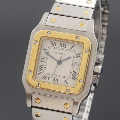 27062332a - CARTIER Santos Herrenarmbanduhr in Stahl/Gold Referenz 1172961, Schweiz um 1990, ...