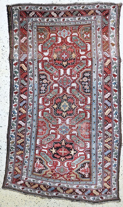 Image Kazak antik, Kaukasus, 19.Jhd, Wolle auf Wolle, ca. 220 x 130 cm, EHZ: 3 Schätzpreis: ...