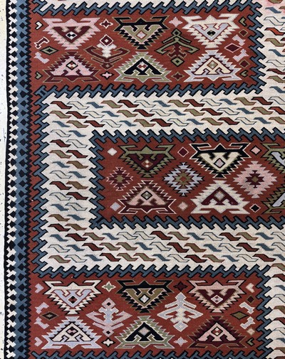 27062348c - Sumakh old, Caucasus, early 20th century, woolon wool, approx. 280 x 205 cm, discolored, ...