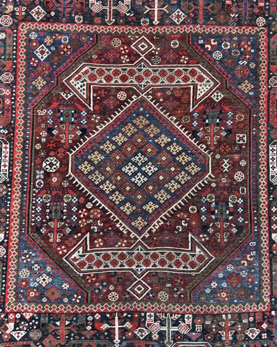 27062371d - Ghaschgai antik, Persien, 19.Jhd, Wolle aufWolle, ca. 300 x 205 cm, EHZ: 3(restauriert) ...