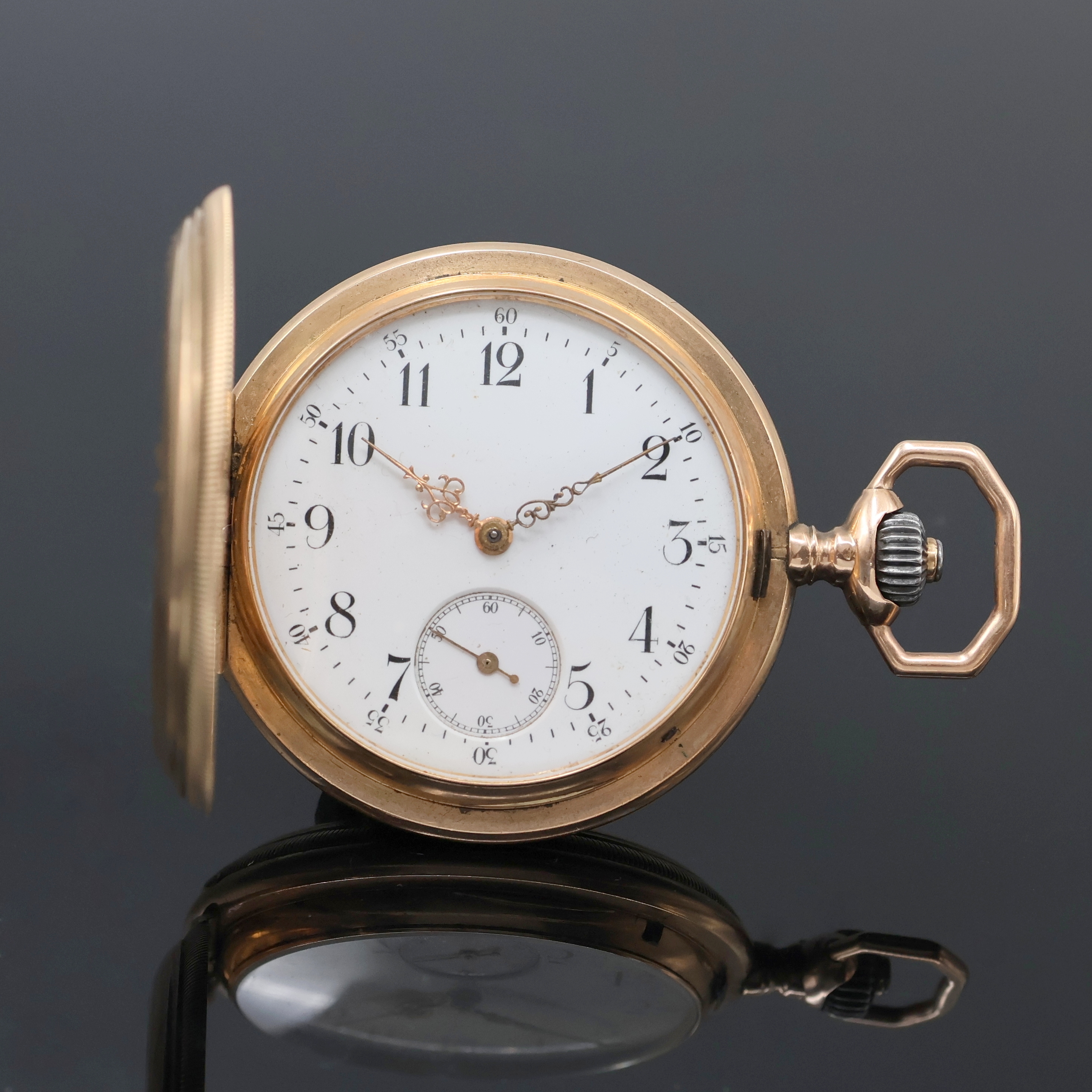 Image 27062455 - SEELAND Herrensavonette in RG 585/000, Schweiz um 1900, guill. 2-Deckel Goldgeh. ...