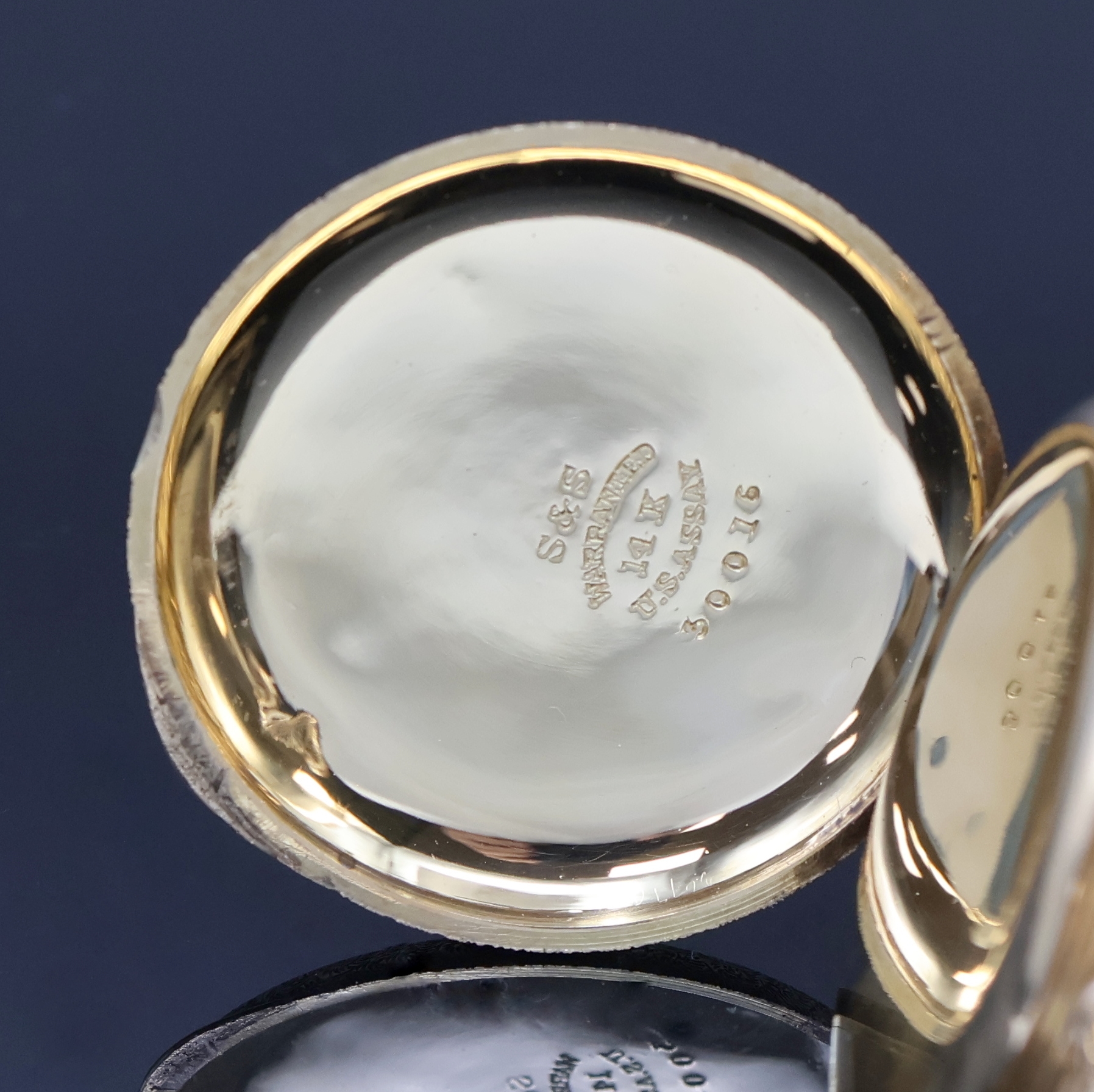 Detail c: ELGIN Savonette Taschenuhr in GG 585/000, USA um 1890, fein grav. 3-Deckel Goldgeh., 2- tlg. Emailzifferbl., feine gebl. Zeiger, kl. Sek. b. 6, verg. ...