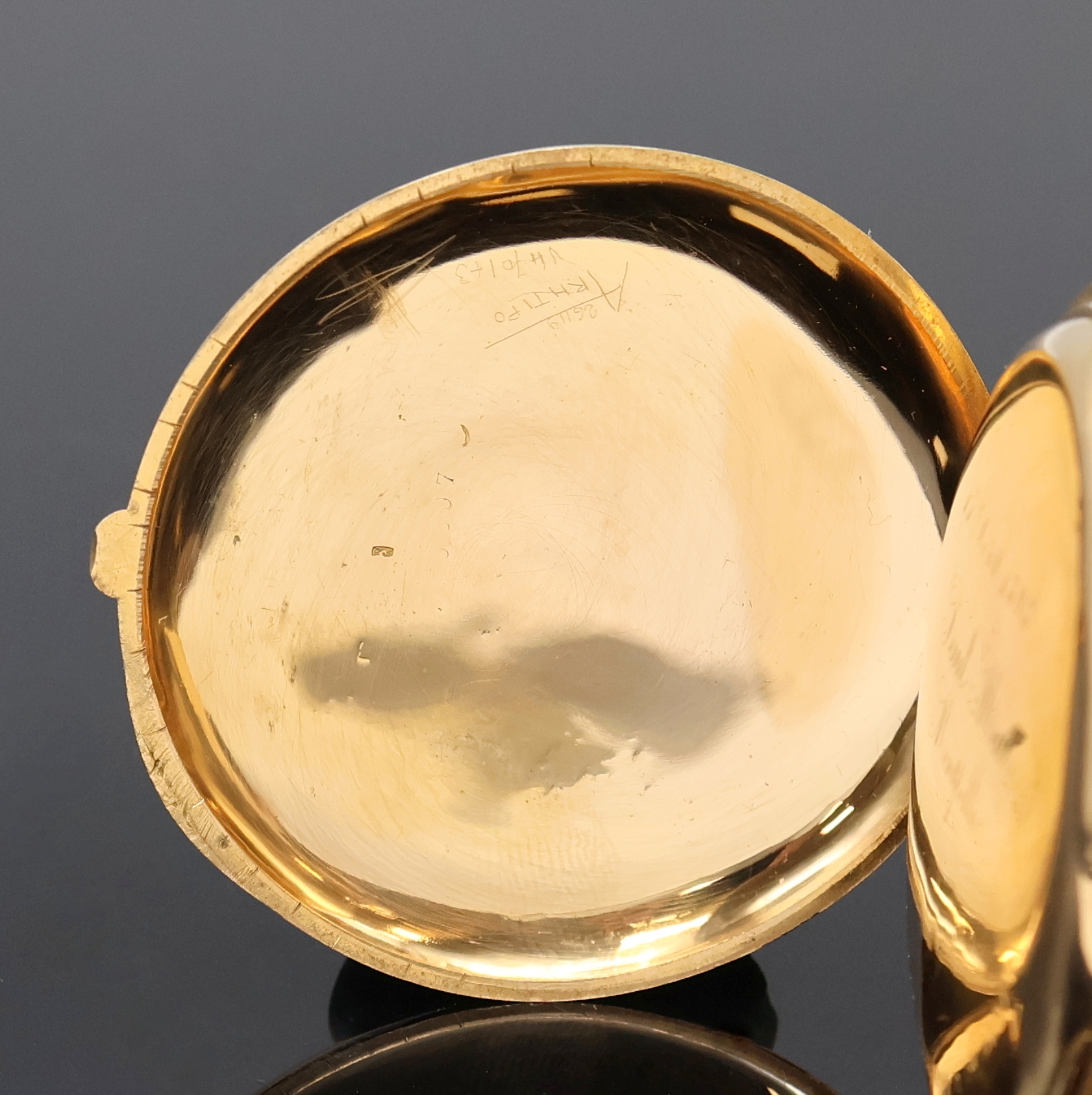 Detail a: PATEK PHILIPPE & CO Herrentaschenuhr mit Chronograph in RG 750/000, Schweiz um 1898, glattes Geh. m. à-Goutte Schlüssen, Rückdeckel u. Cuvette m. ...