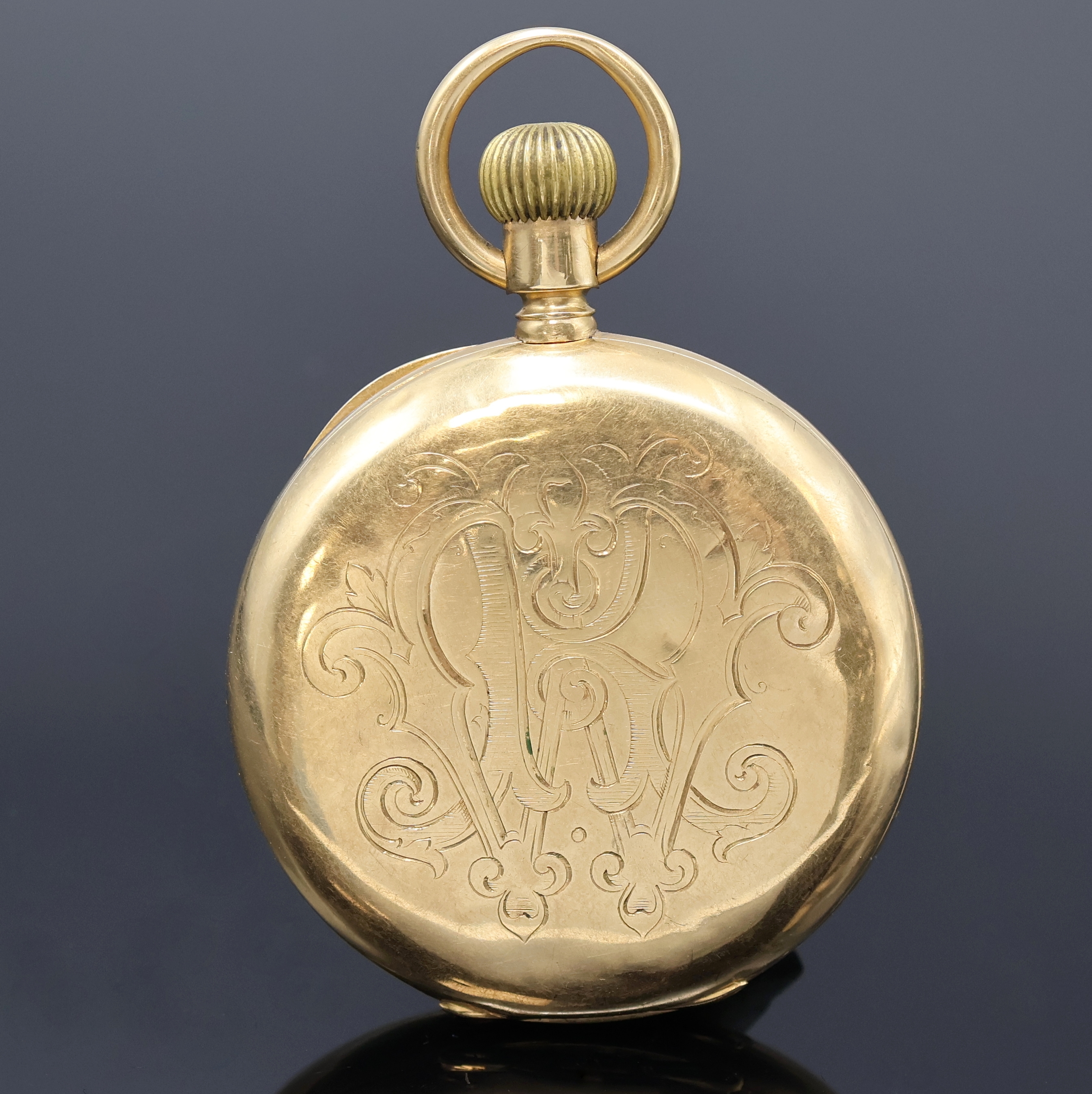 Detail a: A. LANGE & SÖHNE Herrensavonette in GG 750/000, Deutschland um 1880, glattes 3- Deckel Goldgeh. dell., Schmuckmonogramm auf Sprungdeckel, 2-tlg. ...