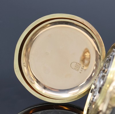 27062454d - Offene Herrentaschenuhr mit Chronograph- Rattrapante in GG 585/000, Schweiz um 1900, ...