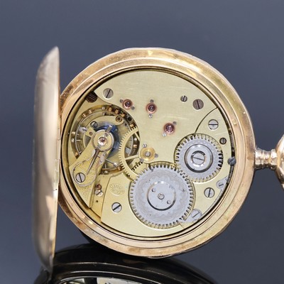 27062463e - CYRUS Herrensavonette in GG 585/000, Schweiz um 1890, glattes, floral grav. 3-Deckel- ...