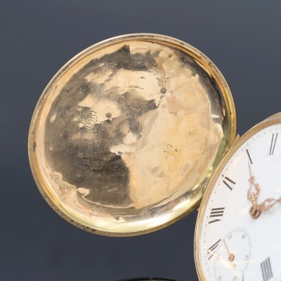 27062466a - Herrensavonette in RG 585/000, Schweiz um 1890, guill., floral grav. 3-Deckel Goldgeh. ...