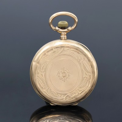 27062466c - Herrensavonette in RG 585/000, Schweiz um 1890, guill., floral grav. 3-Deckel Goldgeh. ...